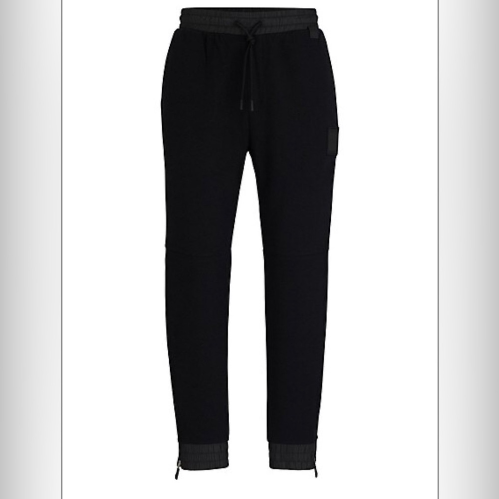 🆕 BOSS Stretch-Cotton Track Pants With Logo Patch